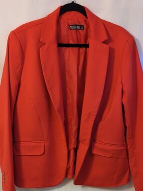 7th Avenue Design Studio, New York And Company Bright Coral-Pink Tailored Blazer